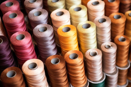 spools of fiber thread used in furniture upholstery, created with generative aiの素材