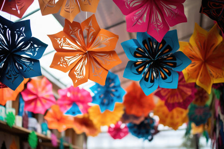 paper decorations from a traditional day of the dead celebration, created with generative aiの素材