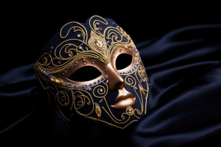 an open thespian mask, on a black velvet, created with generative aiの素材