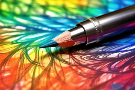 macro shot of drawing stylus on a graphic tablet, created with generative aiの素材