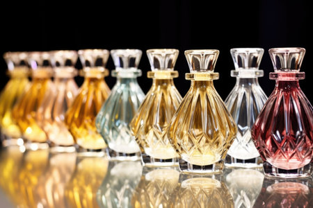 a row of empty perfume bottles ready to be filled, created with generative aiの素材