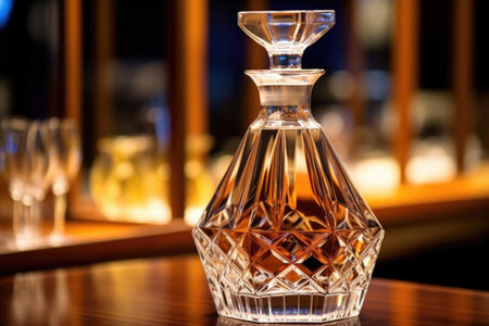 the geometric precision of a crystal decanter, created with generative aiの素材