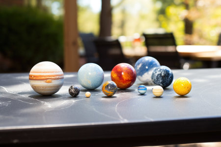 a miniature of solar system on a table, created with generative aiの素材