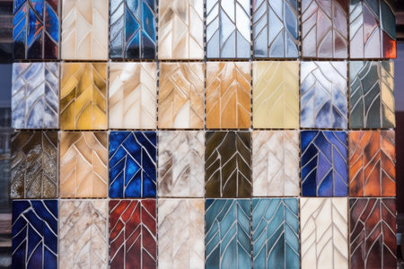 different types of tiles in various stages of glazing, created with generative aiの素材