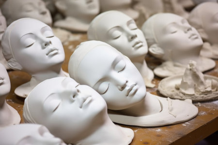the molding process of a porcelain dolls face, created with generative aiの素材
