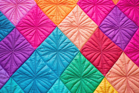 close-up of quilted patterns on finished product, created with generative aiの素材