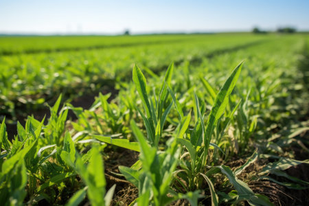 a cover crop in fields during off-season, created with generative aiの素材