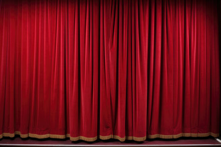 theaters red curtain closed before performance, created with generative aiの素材