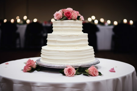 a tiered wedding cake with no marks, created with generative aiの素材