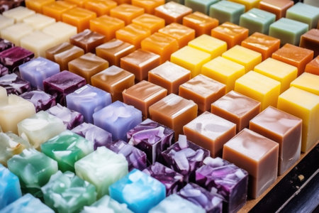 variety of ready-to-sell soap bars with different aromas, created with generative aiの素材