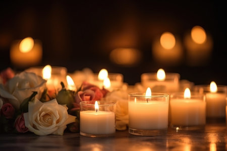 arrangement of candles creating romantic atmosphere, created with generative aiの素材