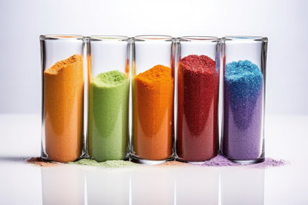 colored sand arranged in layers of glass, created with generative aiの素材