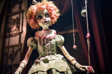 image of a well-crafted marionette doll in a stage, created with generative aiの素材