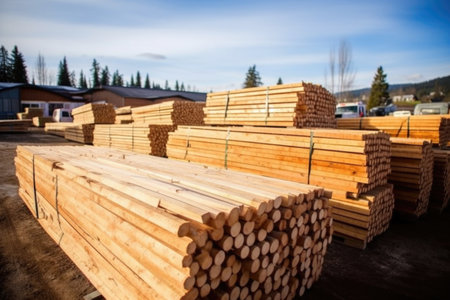 rows of raw wood, future ski base material, created with generative aiの素材