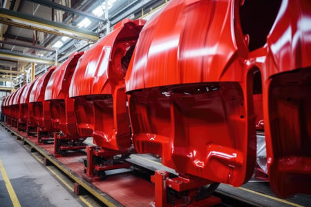 newly painted truck bodies drying, created with generative aiの素材