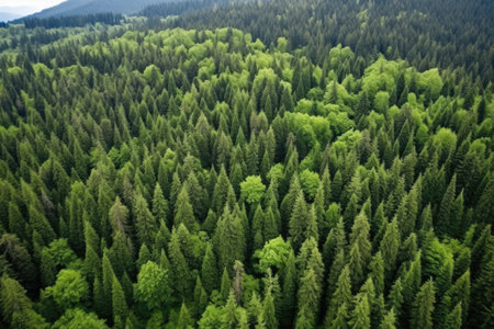 overhead view of a vast forest, created with generative aiの素材