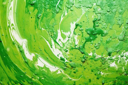 extreme close-up of split green paint on pottery, created with generative aiの素材