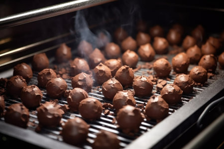 industrial oven baking dark chocolate, created with generative aiの素材