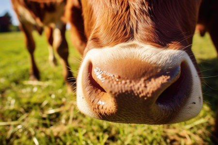 close-up shot of a cows specially designed four-chamber stomach, created with generative aiの素材