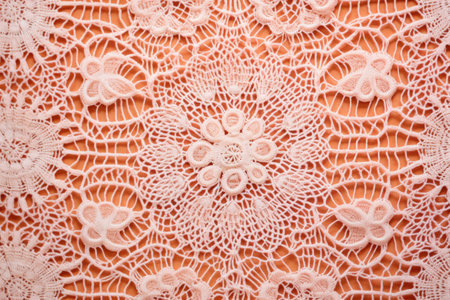 detailed shot of peach colored lace, created with generative aiの素材