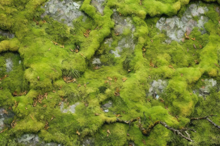 textured bark of an old oak tree with moss, created with generative aiの素材
