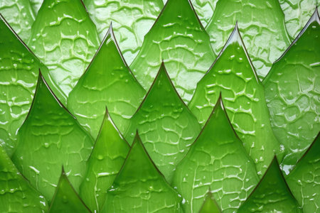 close-up image of the texture of aloe vera leaves, created with generative aiの素材