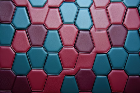 hexagonal stitching pattern on leather material, created with generative aiの素材