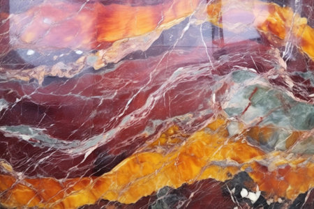 reflective surface of polished, rainbow marble, created with generative aiの素材