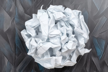 crumpled ball of white paper, created with generative aiの素材