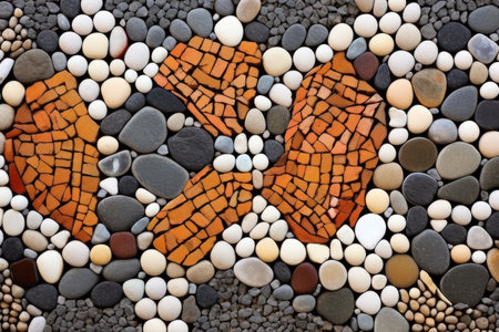 assorted pebbles forming a mosaic, created with generative aiの素材