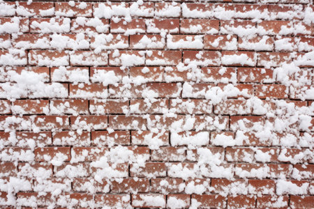 close up of snow on a brick wall, created with generative aiの素材
