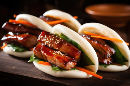 barbecue pork belly in a buns, created with generative aiの素材