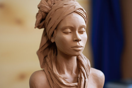 a completed clay sculpture prior to firing, created with generative aiの素材