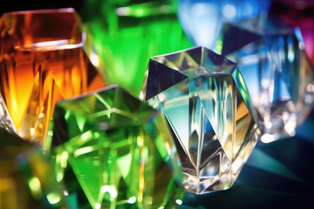 close-up of crystal glass with light reflections, created with generative aiの素材