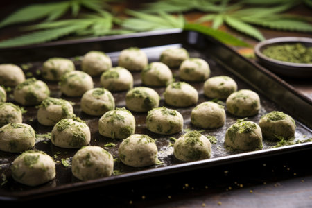 medical cannabis cookies on a baking tray, created with generative aiの素材