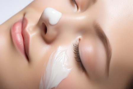 close-up of face cream consistency right after blending, created with generative aiの素材
