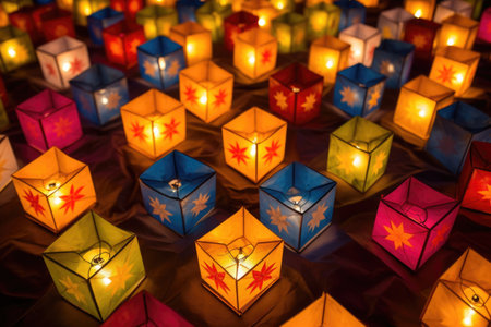 festival lanterns arranged in a pattern, created with generative aiの素材