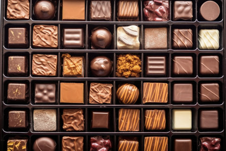 top view of multi compartment chocolate storage system, created with generative aiの素材