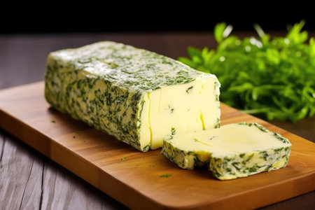 a whole loaf of bread with garlic herb butter before grilling, created with generative aiの素材