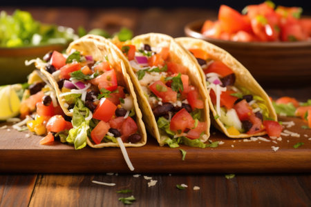 grilled taco split open showing vibrant fillings, created with generative aiの素材