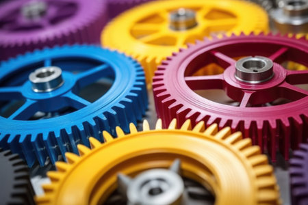 close-up of 3d printed gears or mechanical parts, created with generative aiの素材
