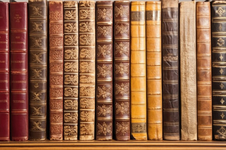 binding line of classic literature books, created with generative aiの素材