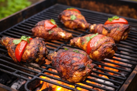 chicken drumsticks marinating in jamaican jerk rub in the barbecue, created with generative aiの素材