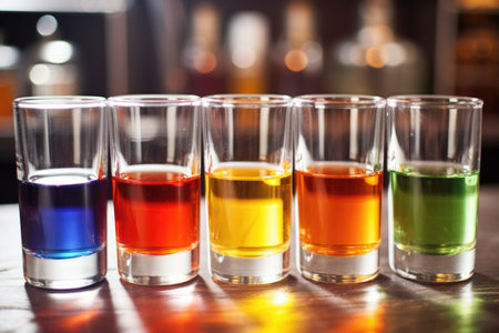 glass beakers used for mixing liqueur flavors, created with generative aiの素材
