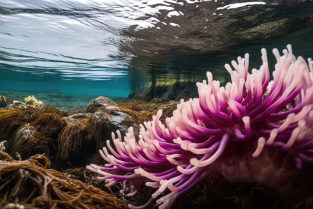 anemone swaying with the ocean current, created with generative aiの素材