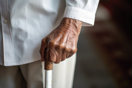 white cane used by visually impaired person, created with generative aiの素材