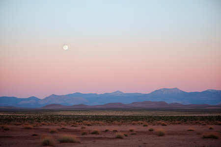 full moon rising over desert landscape, created with generative aiの素材