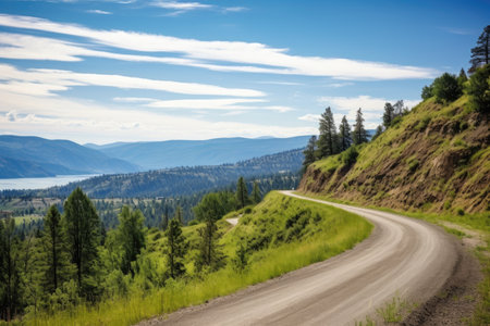 a picturesque view from a biking trail in the mountains, created with generative aiの素材