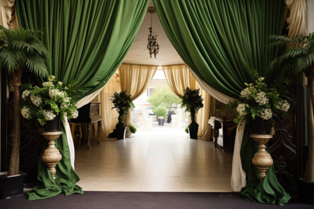 fancy decorated entrance of a banquet hall, created with generative aiの素材