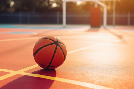 inviting basketball hoop in an open court, created with generative aiの素材